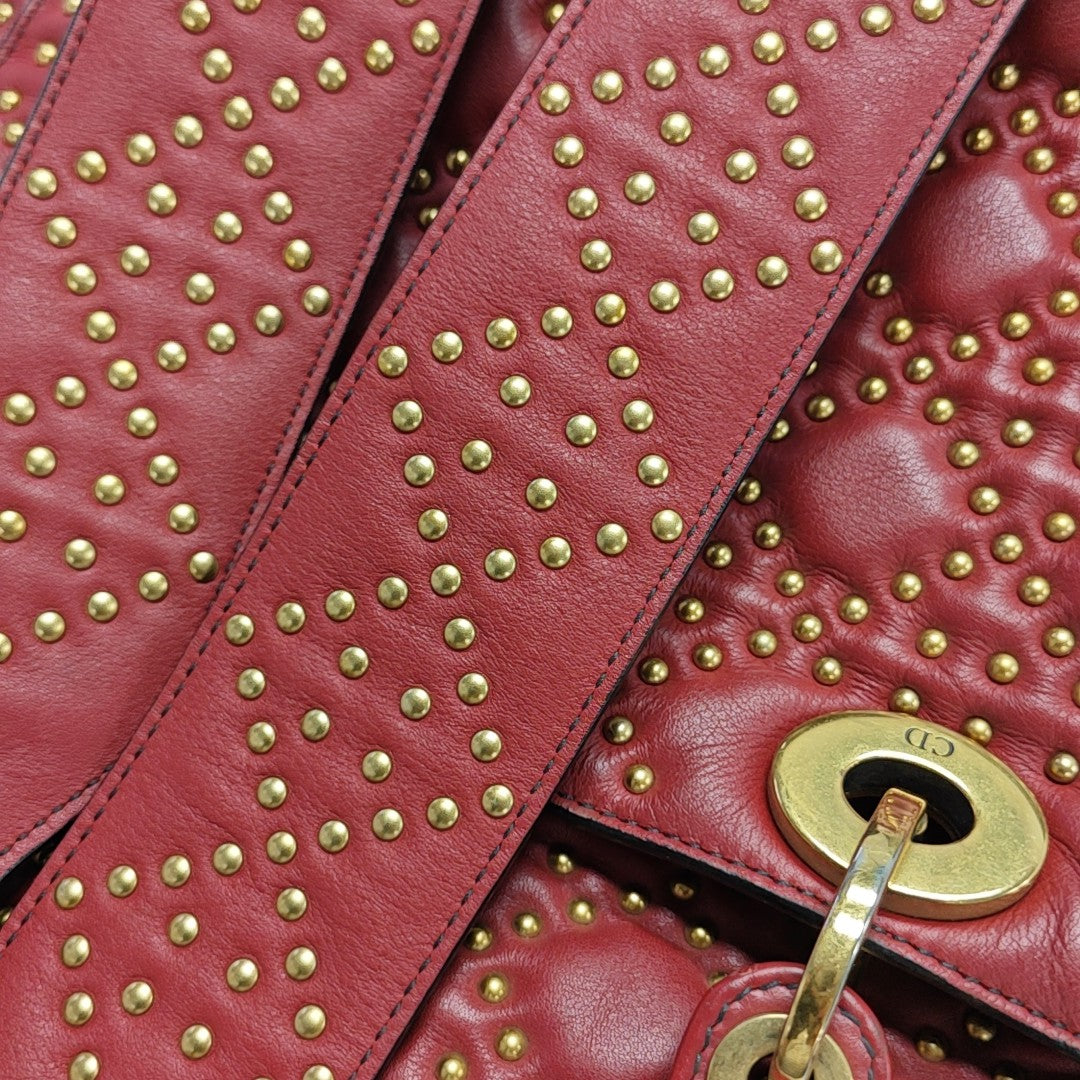 Lady Dior Mediano Piel de Becerro Roja