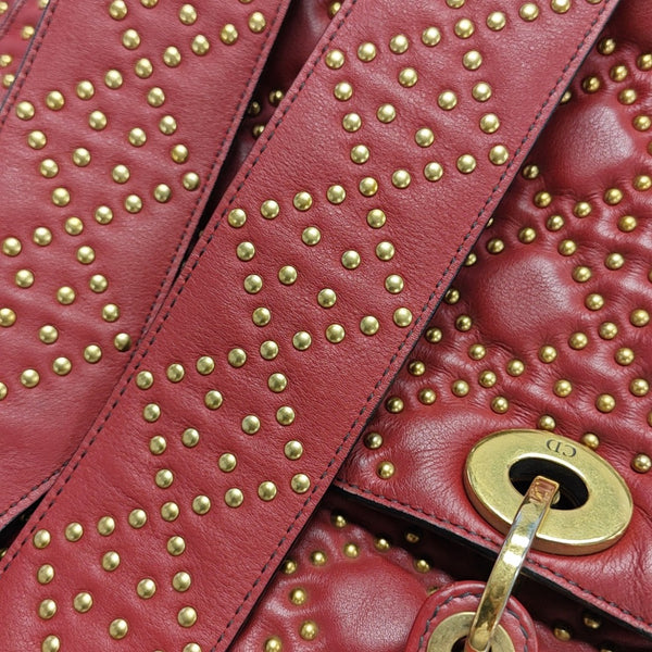 Lady Dior Mediano Piel de Becerro Roja