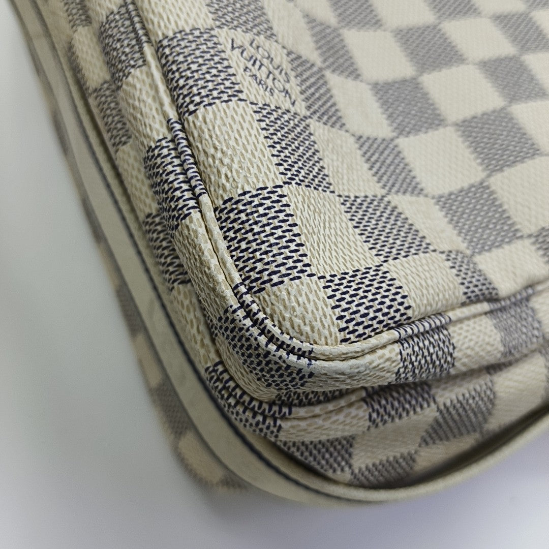 NAVIGLIO Damier Azur Coated Canvas White