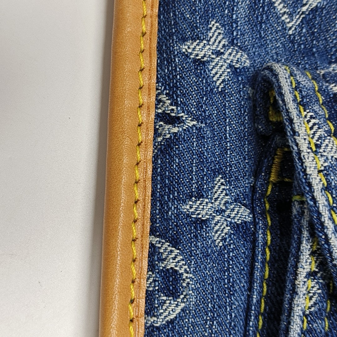 Monogram Denim Tote Bag Blue