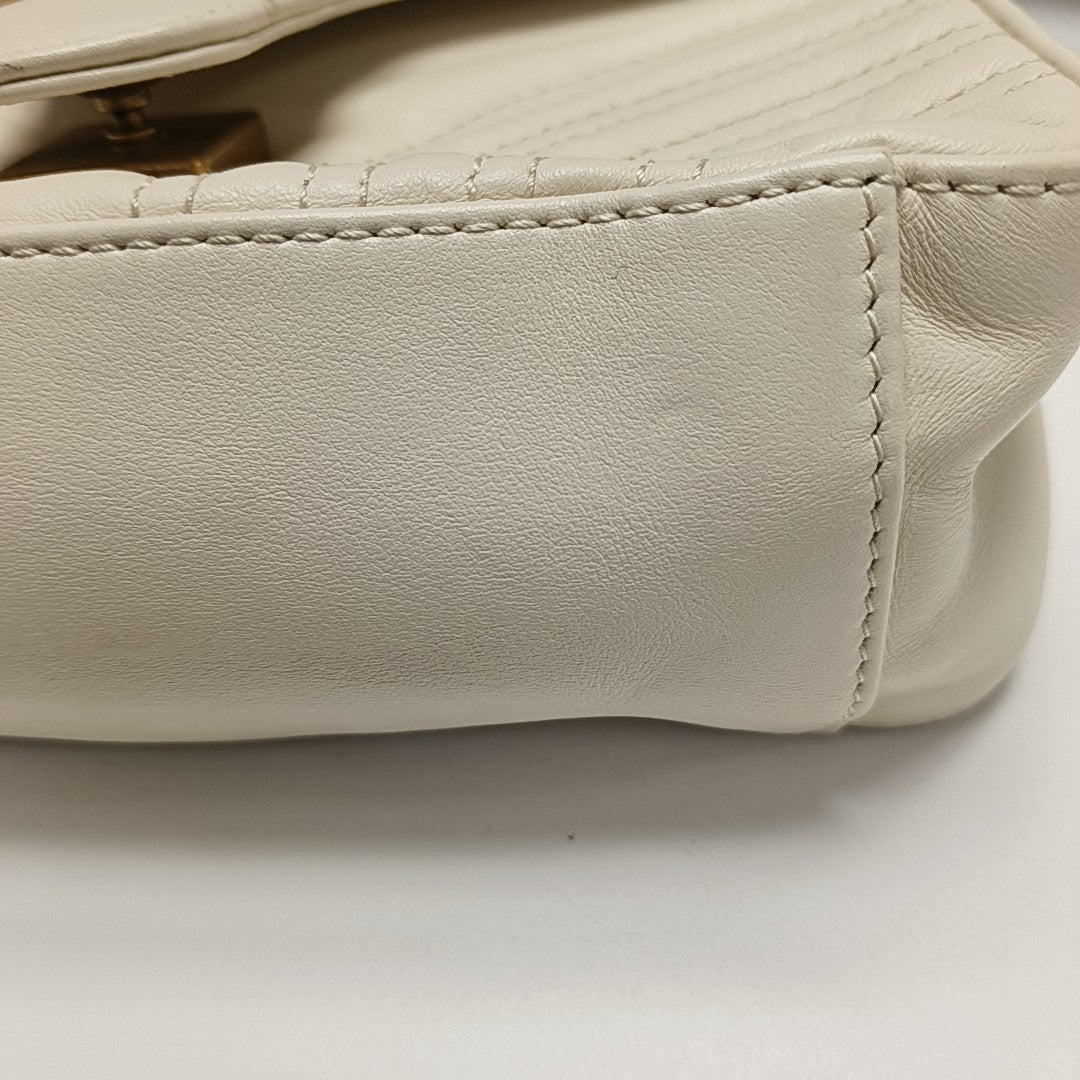 GG Marmont Mini Quilted Calfskin White
