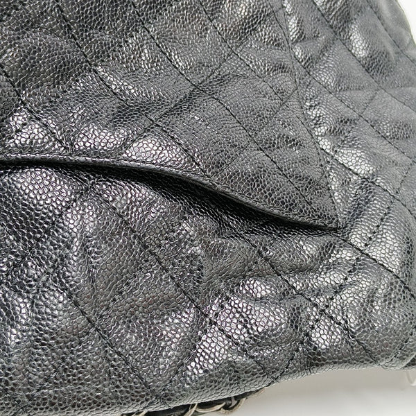 Quilted Grained Calfskin Shoulder Bag Black