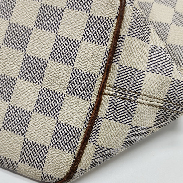 SALEYA PM Damier Azur Coated Canvas White