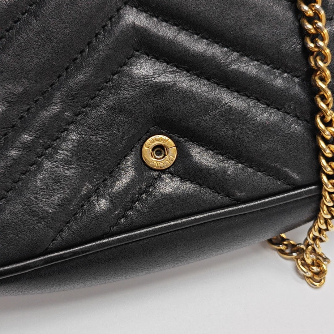 GG Marmont Mini Quilted Calfskin Black