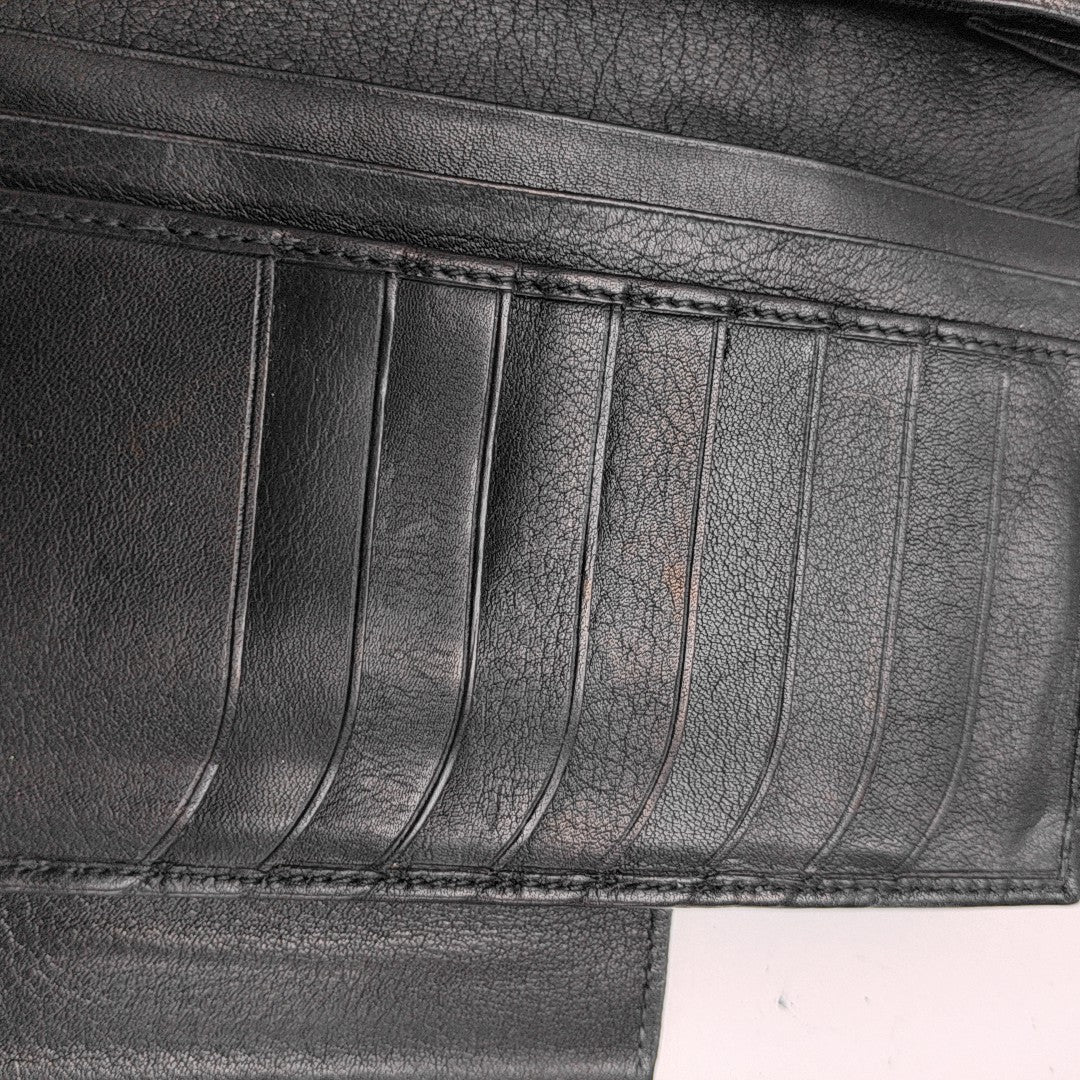 Gancio Calfskin Black Wallet