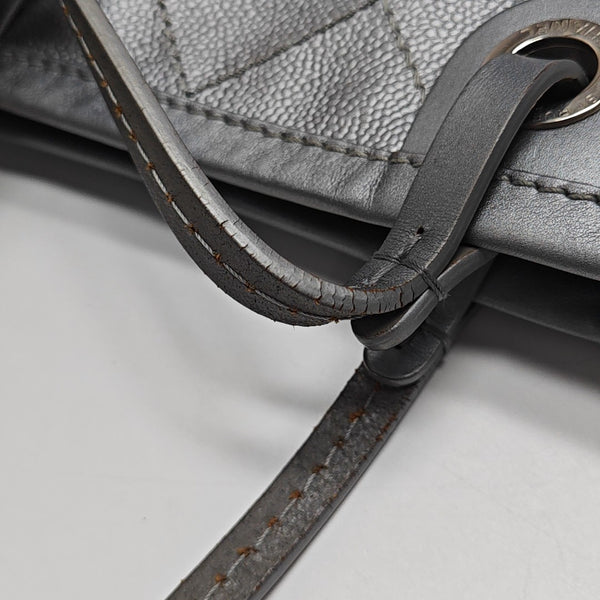 SHOPPING FEVER TOTE Quilted Grained Calfskin Silver