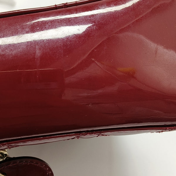 Lady Dior Mini Cannage Patent Calfskin Red