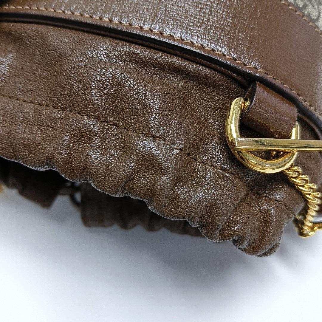 Authenticated pre-owned  Horsebit 1955 Small Coated Canvas Beige - Bucket Bag at Looply