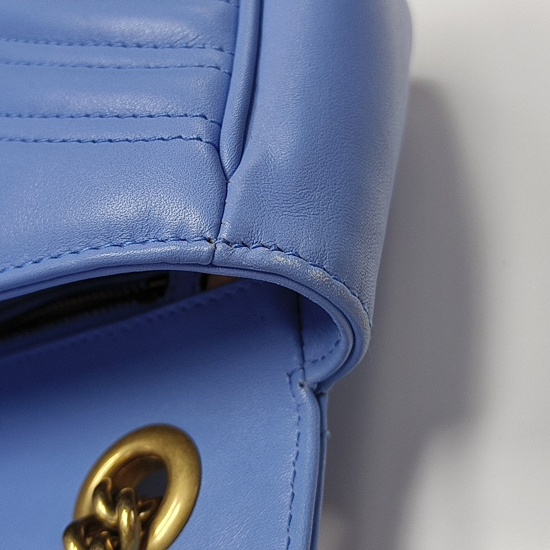 GG Marmont Medium Quilted Calfskin Blue
