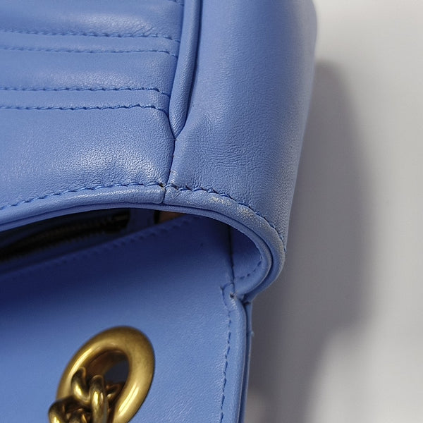 GG Marmont Medium Quilted Calfskin Blue