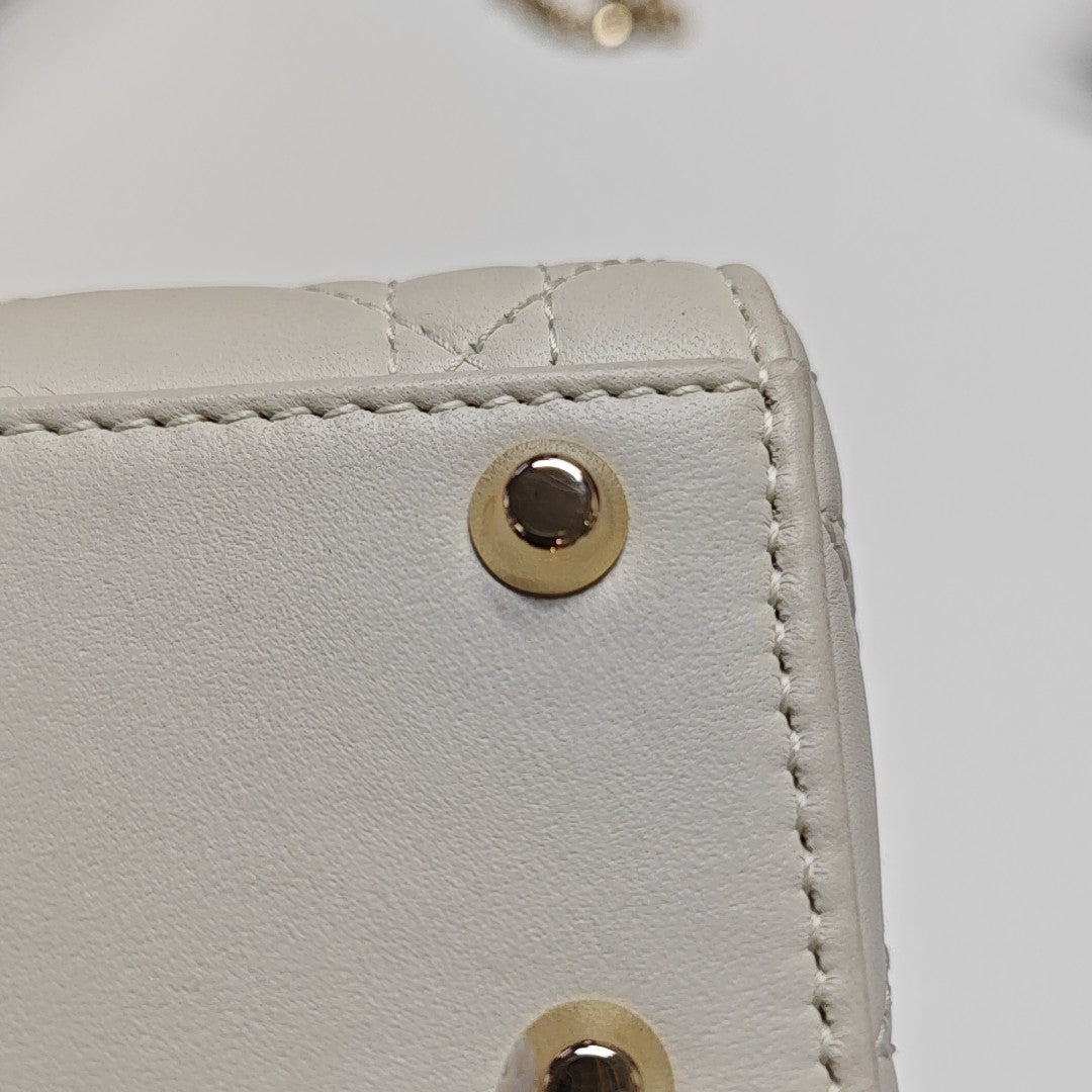 Lady Dior Mini Cannage Lambskin White