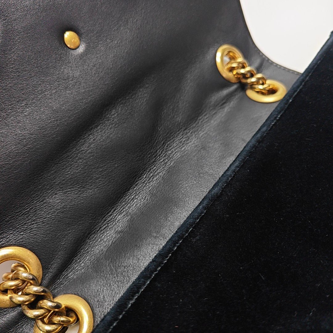 GG Marmont Medium Quilted Velvet Black