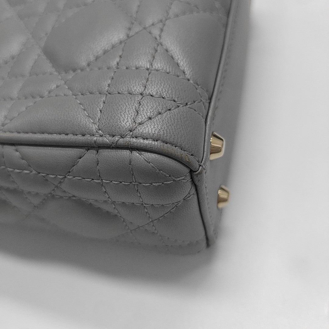Lady Dior Mini Cannage Lambskin Gray