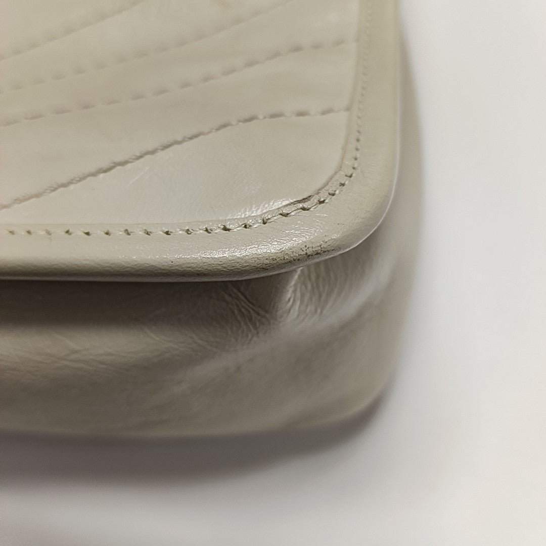 NIKI Small Chevron Calfskin White