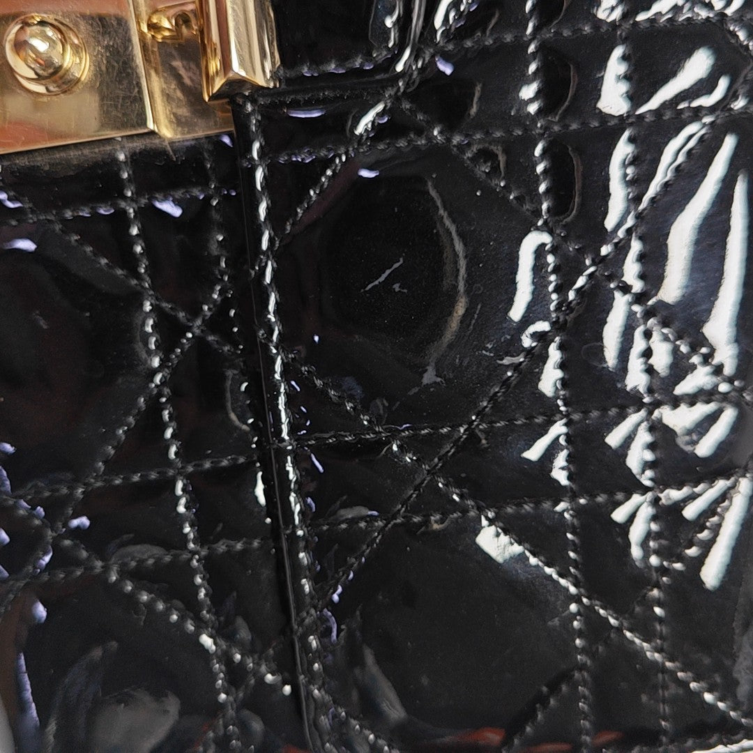 Miss Dior Cannage Patent Leather Black