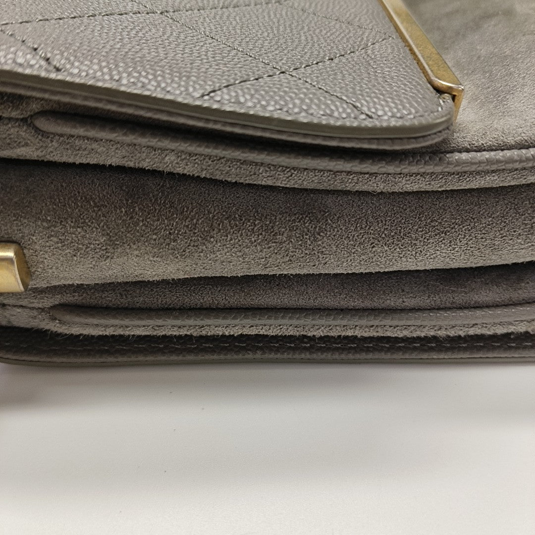 Quilted Grained Calfskin Gray
