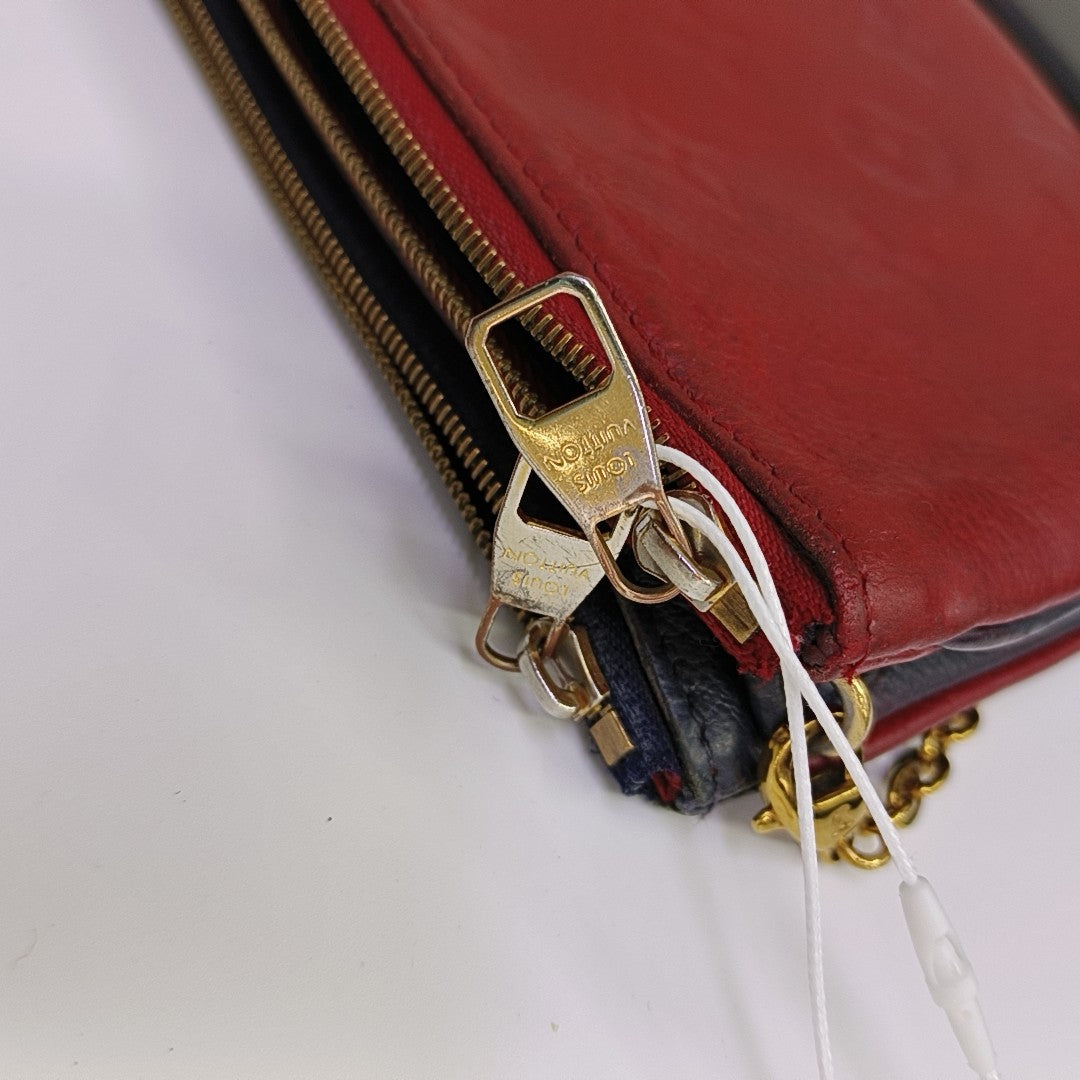 DOUBLE ZIP Monogram Calfskin Blue