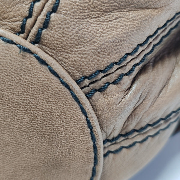 Lambskin Top Handle Bag Brown
