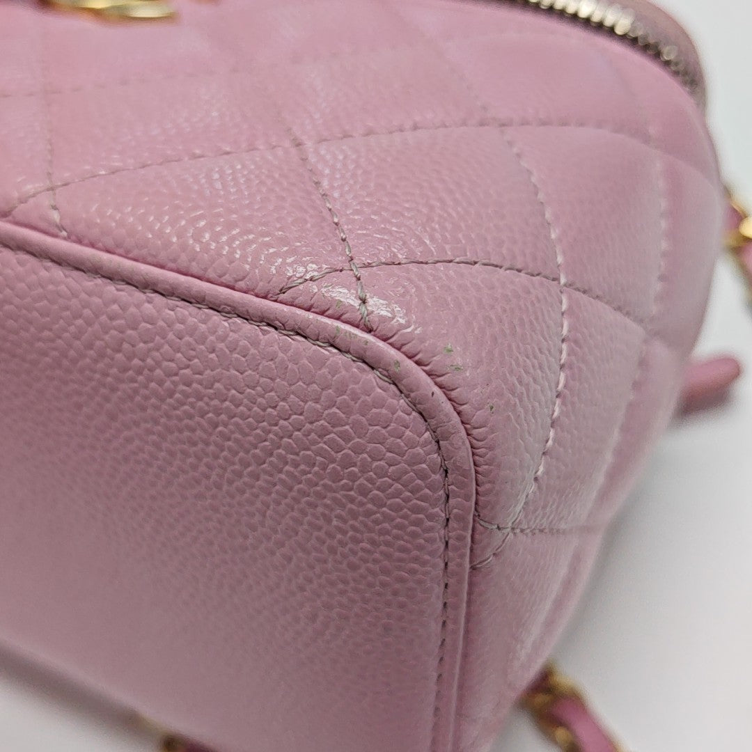 Quilted Grained Calfskin Shoulder Bag Pink
