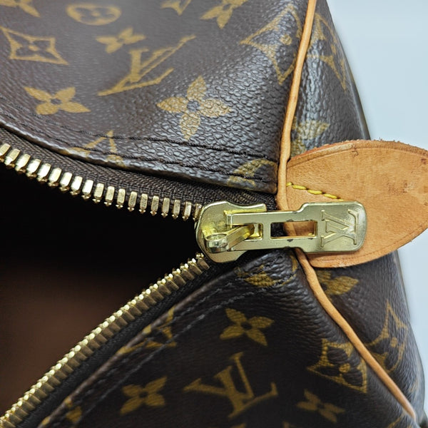 KEEPALL 55 Monogram Coated Canvas Brown