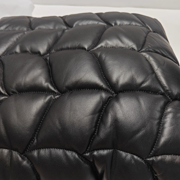 Quilted Leather Top Handle Bag Black