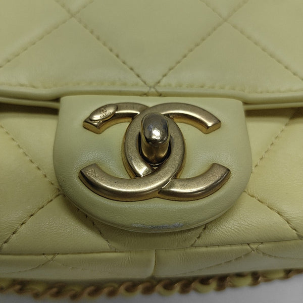 Quilted Lambskin Shoulder Bag Yellow