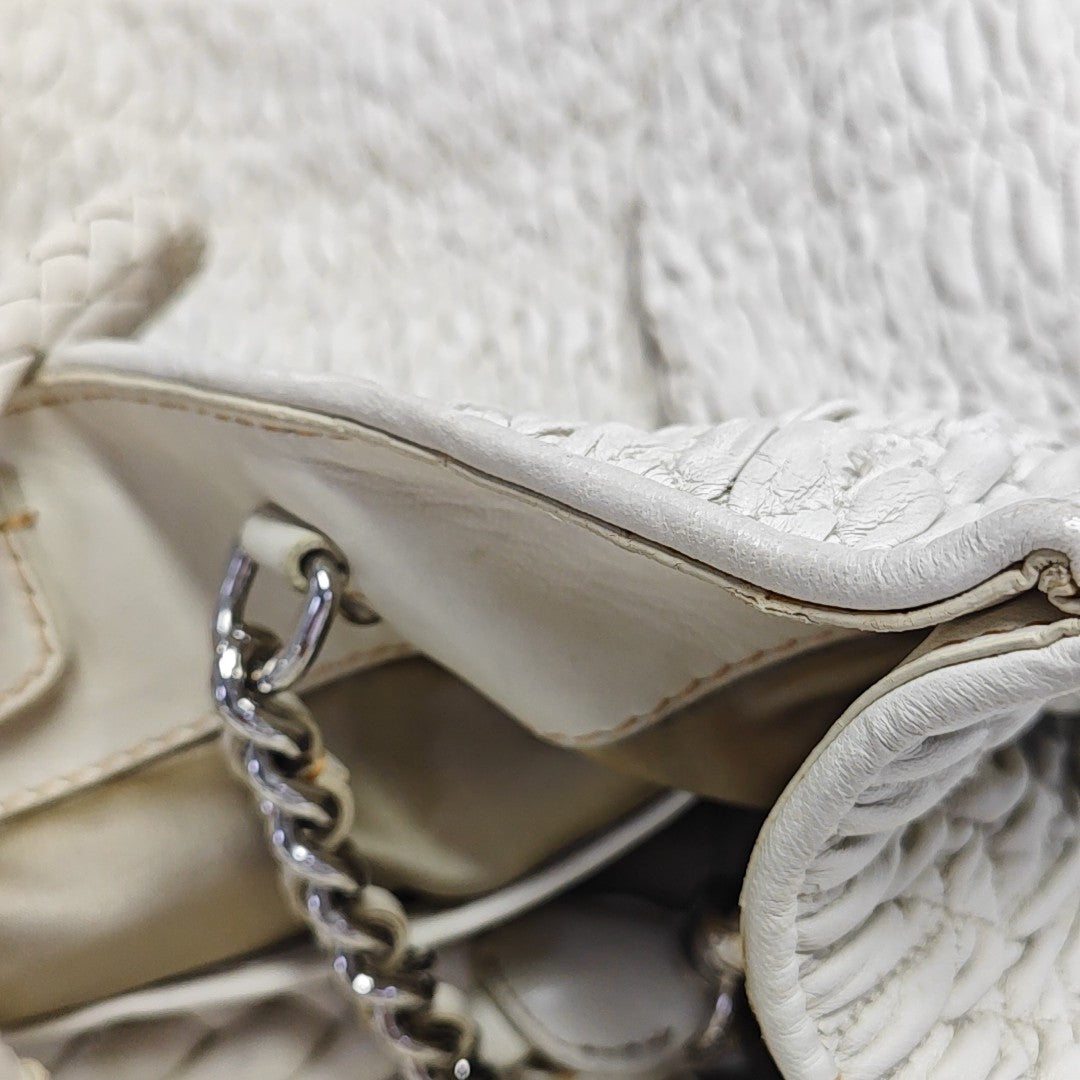 Quilted Lambskin Shoulder Bag White