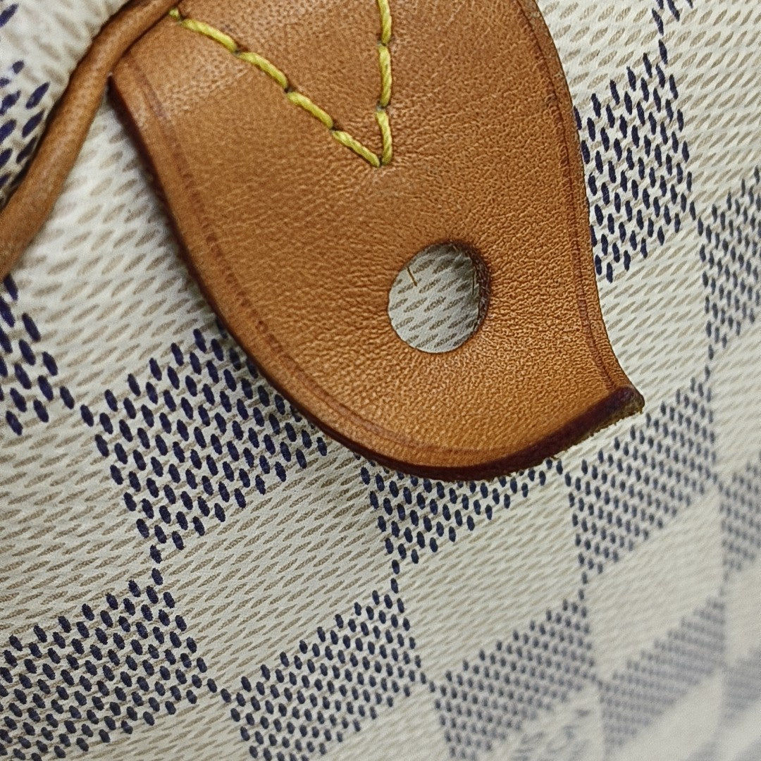 SPEEDY 25 Damier Azur Coated Canvas White