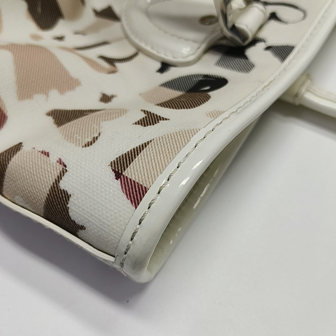 Coated Canvas Top Handle Bag White