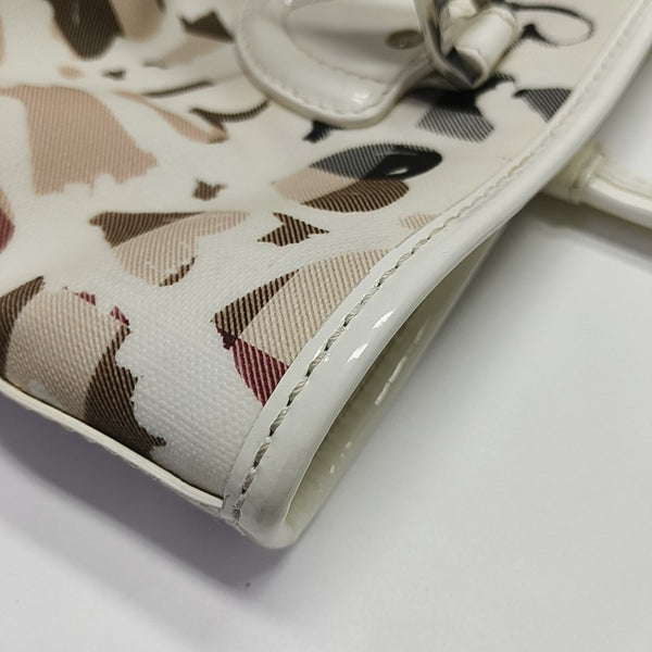 Coated Canvas Top Handle Bag White