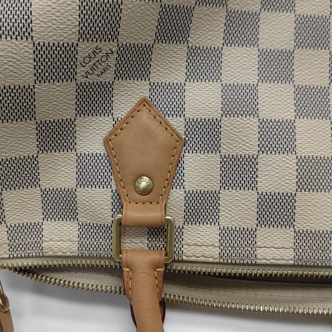 SPEEDY 30 Damier Azur Coated Canvas White