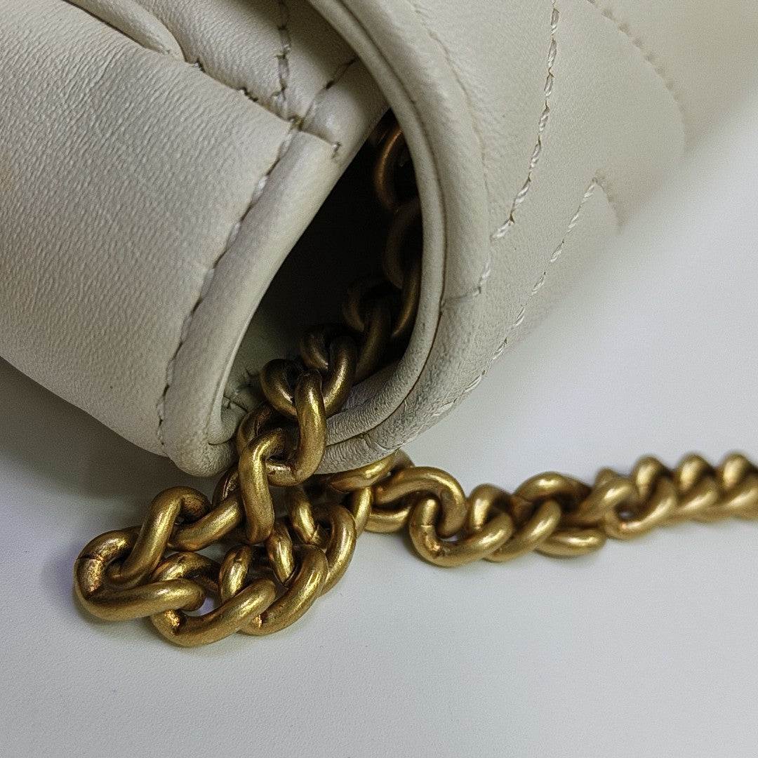 GG Marmont Mini Quilted Calfskin White