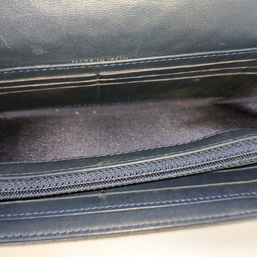 Chevron Patent Leather Wallet Blue