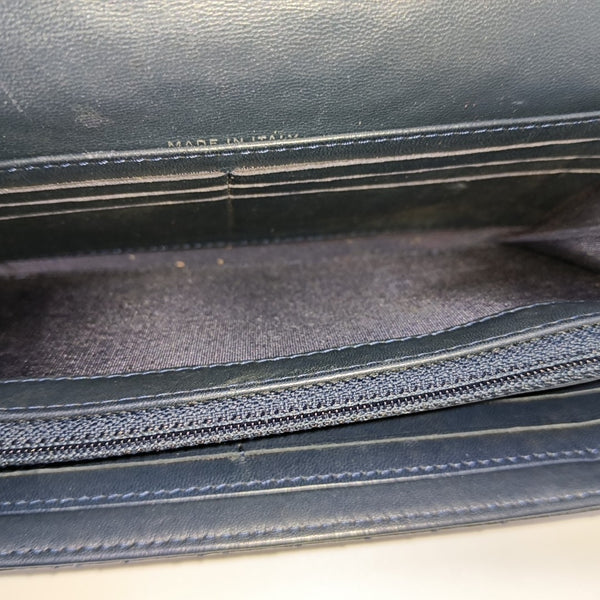 Chevron Patent Leather Wallet Blue