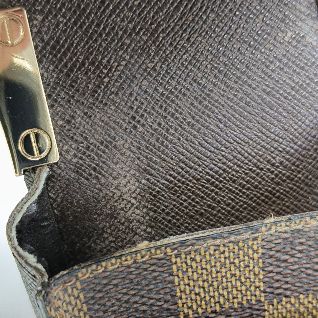 Damier Ebene Coated Canvas Clutch Brown