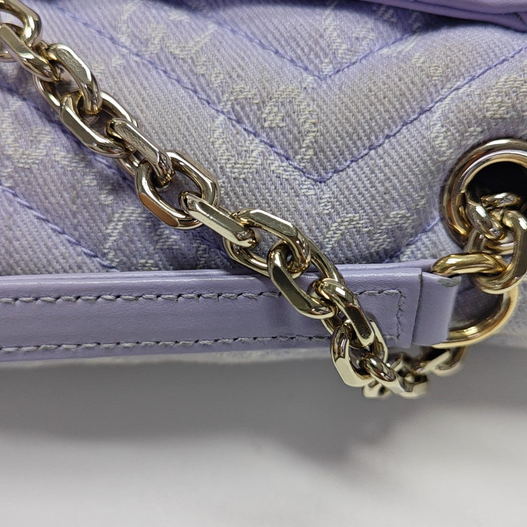 GG Marmont Medium Quilted Denim Purple