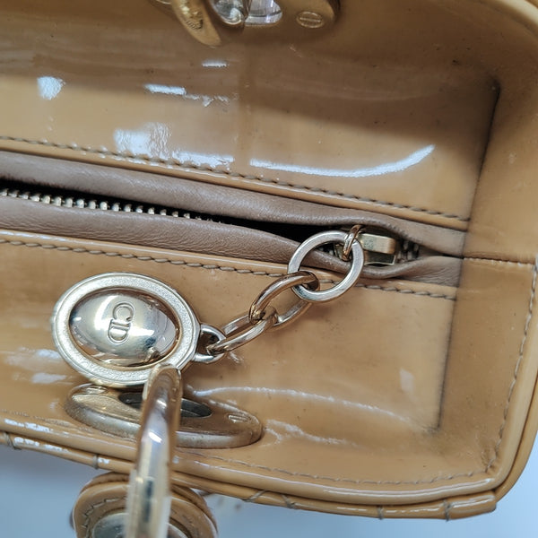 Lady Dior Medium Cannage Patent Leather Yellow
