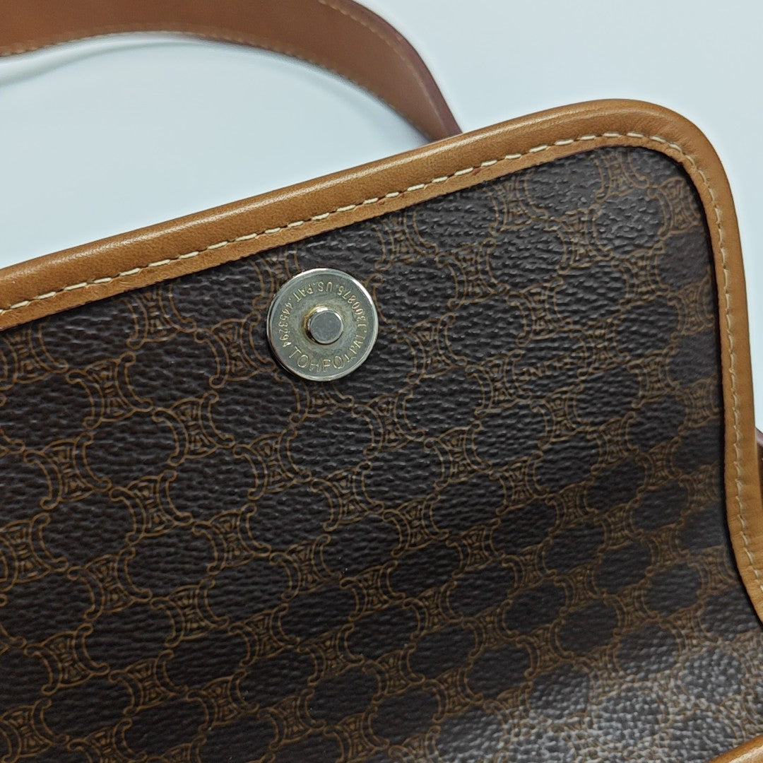 Coated Canvas Shoulder Bag Brown