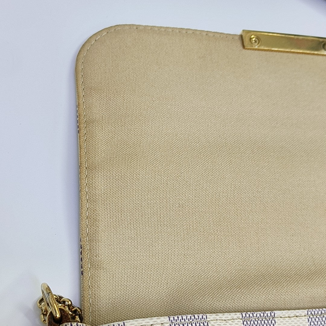 FAVORITE PM Damier Azur Coated Canvas White