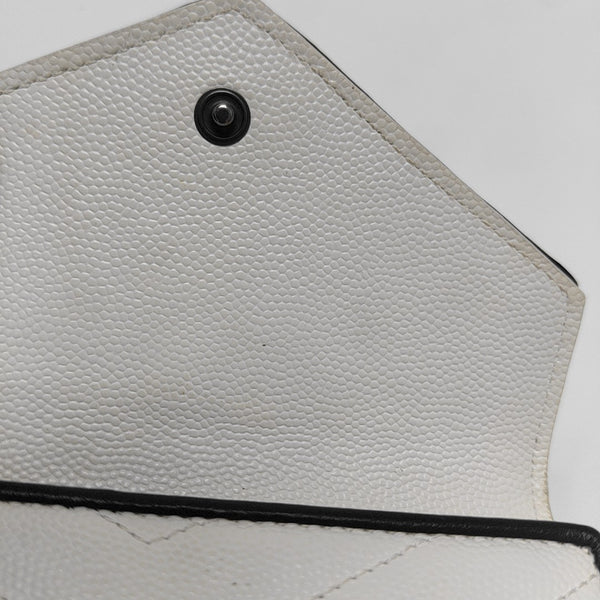 Chevron Calfskin Wallet White