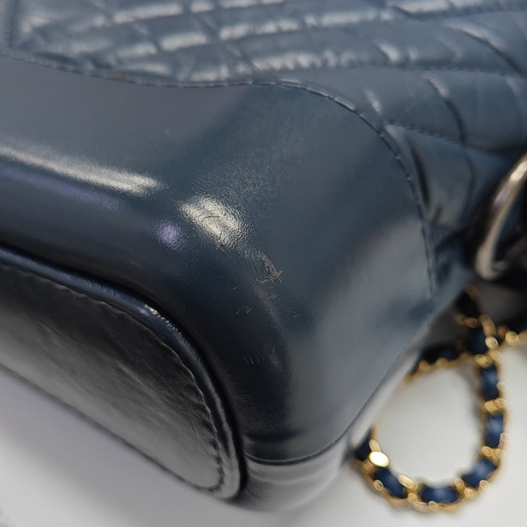 GABRIELLE Small Chevron Calfskin Blue
