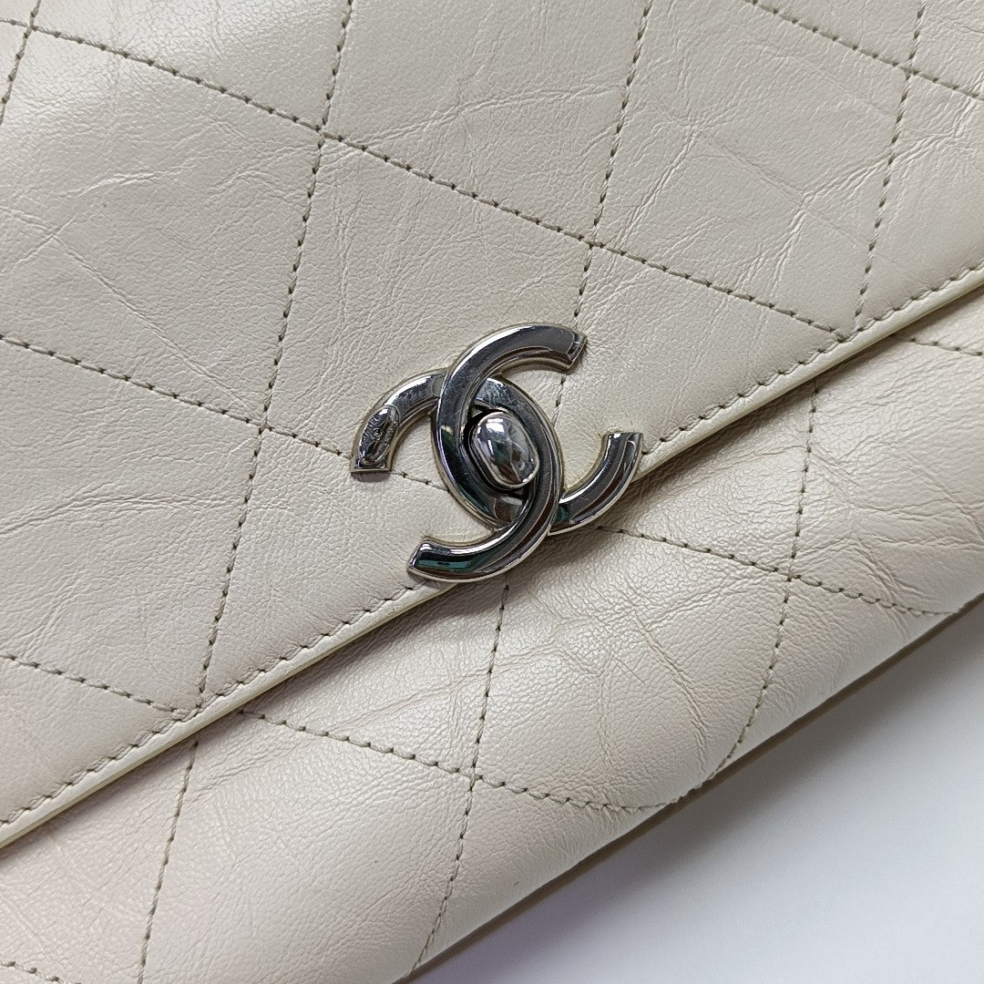 Quilted Calfskin Shoulder Bag Beige