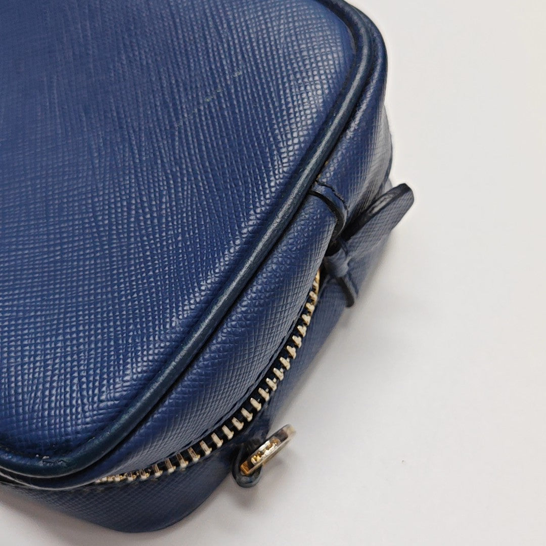 Saffiano Calfskin Shoulder Bag Blue