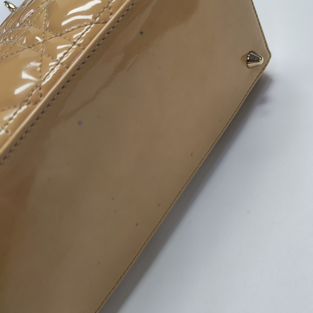 Lady Dior Medium Cannage Patent Leather Beige