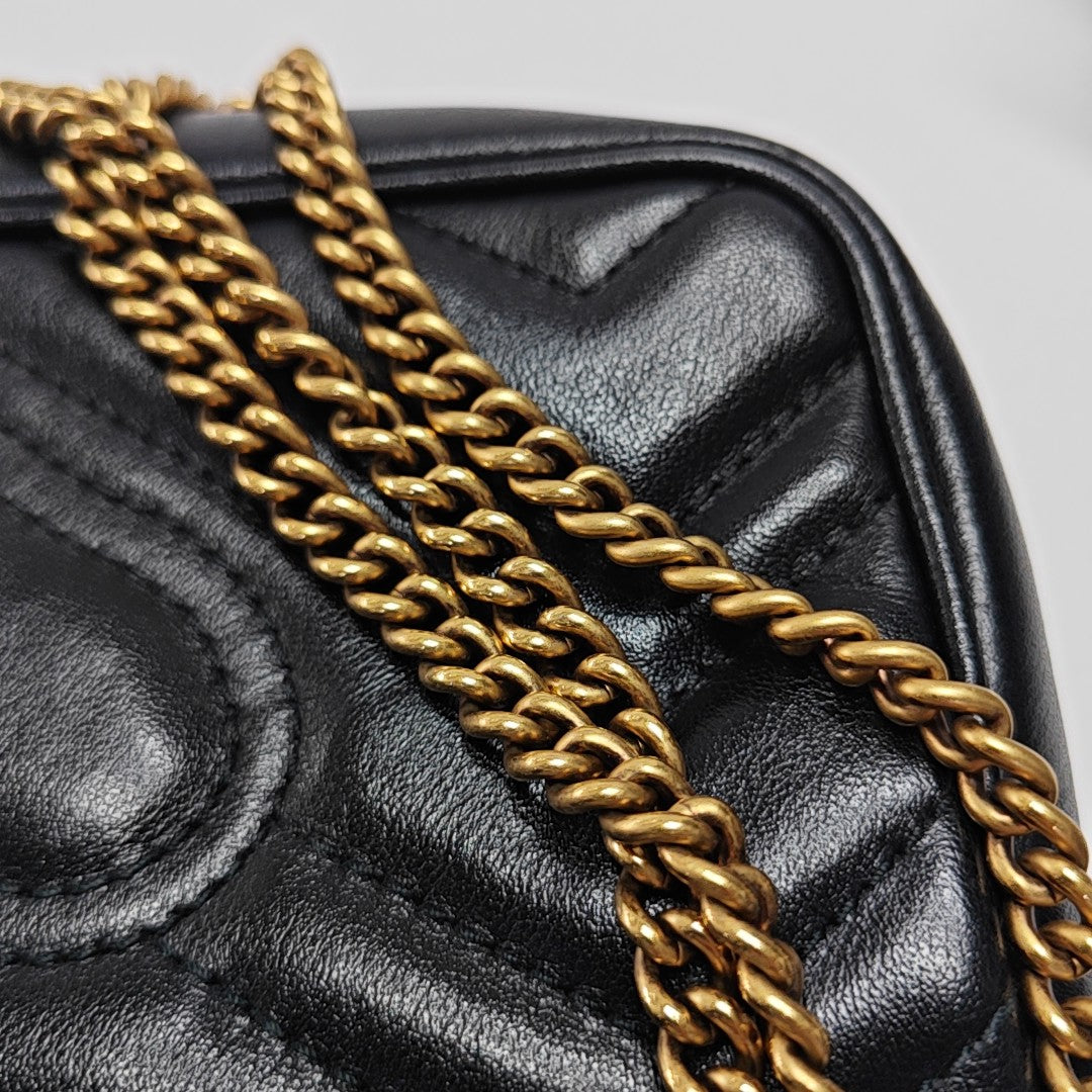 GG Marmont Mini Quilted Calfskin Black