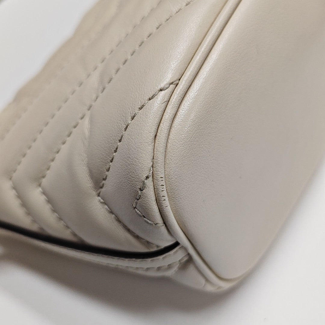 GG Marmont Small Quilted Calfskin White