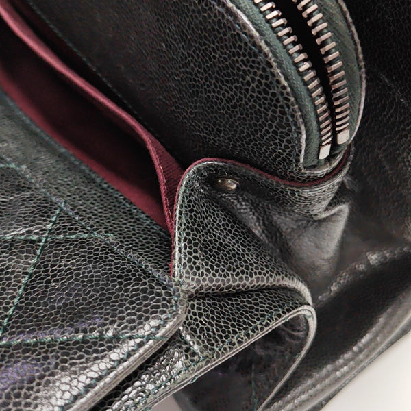 Quilted Grained Calfskin Shoulder Bag Green