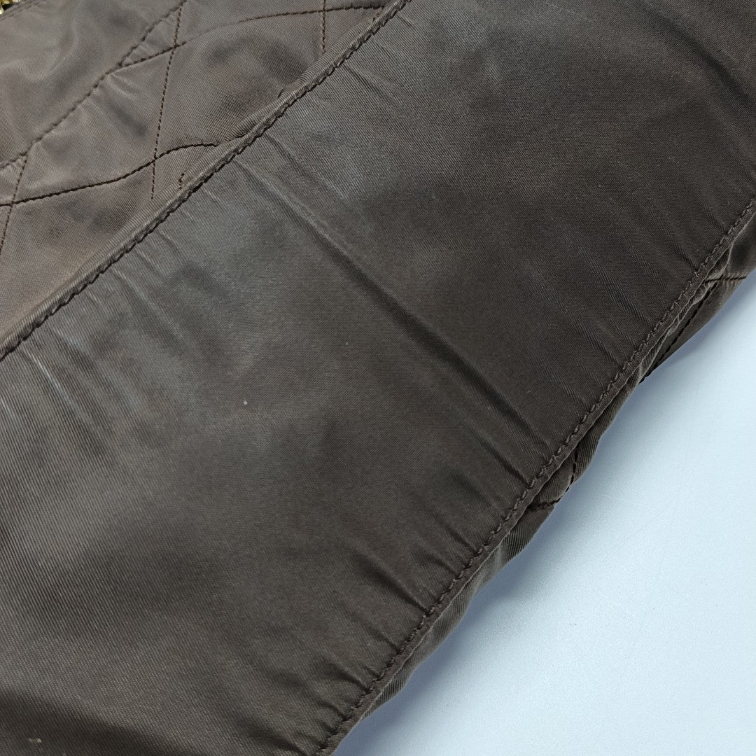Quilted Nylon Tote Bag Brown