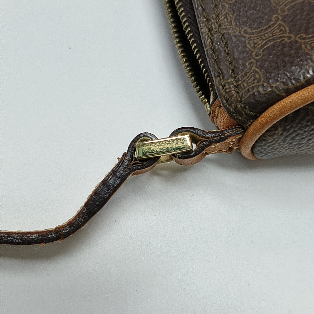 Coated Canvas Top Handle Bag Brown