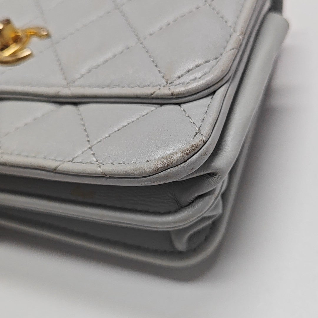 Quilted Lambskin Shoulder Bag Blue